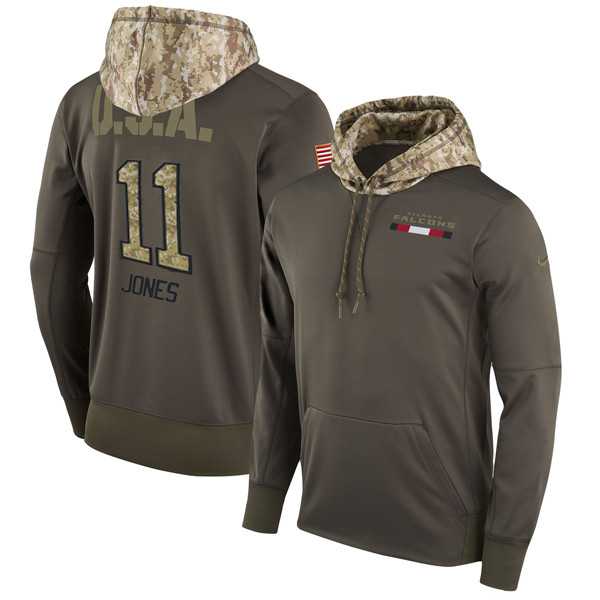 Nike Falcons 11 Julio Jones Men's Olive Salute To Service Pullover Hoodie